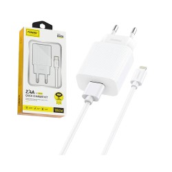 Foneng Fast USB Wall Charger Adaptor EU28 with Lightning Cable 2.4A White Foneng Fast USB Wall Charger Adaptor EU28 with Lightning Cable 2.4A White
