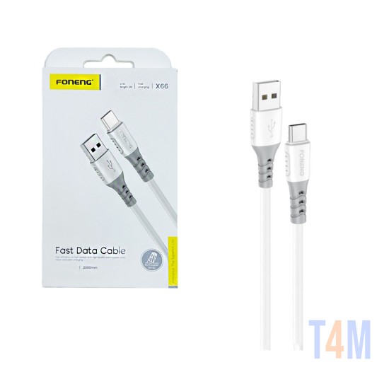 Cable Foneng  X66 Tipo-C 20W 3A 2M Branco