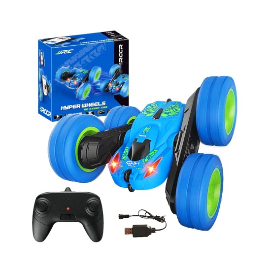 Carro acrobático Hyper Wheels JJRC Q9 1:28 com controle remoto e unidade dupla face Azul