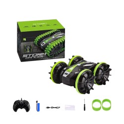 Carro Acrobático Anfíbio Dançarino Strome JJRC Q113 com Controle Remoto e Proteção à Prova D'Água para Crianças Verde Carro Acrobático Anfíbio Dançarino Strome JJRC Q113 com Controle Remoto e Proteção à Prova D'Água para Crianças Verde