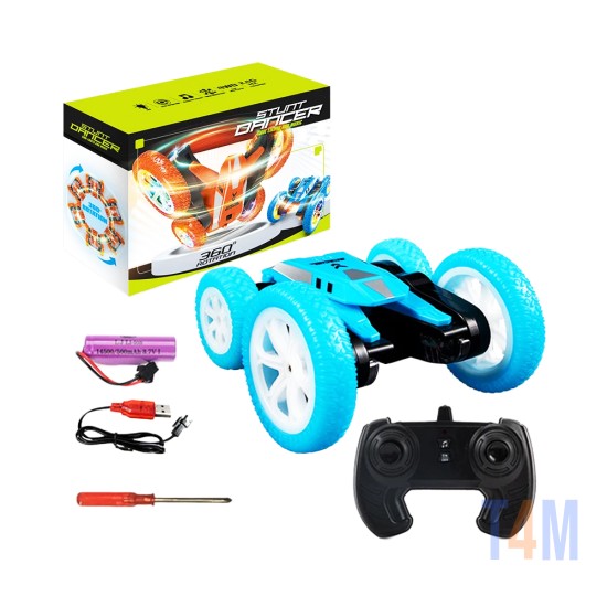 Carro de acrobacias dançarino com rotação de 360º JJRC Q136 com controle remoto e unidade dupla face Azul