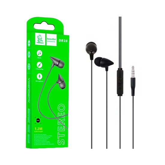 Auscultadores Denmen DR28 com Microfone 3.5mm 1,2m Preto Auscultadores Denmen DR28 com Microfone 3.5mm 1,2m Preto
