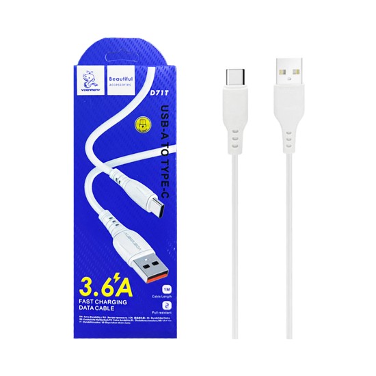 Cabo Denmen D71T Tipo-C 3,6A 1m Branco