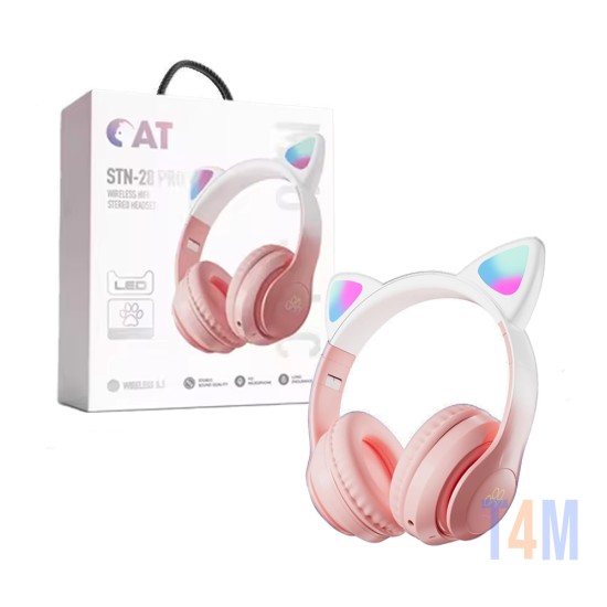 Auscultadores Sem Fio STN-28 Cat Pro Ear Rosa