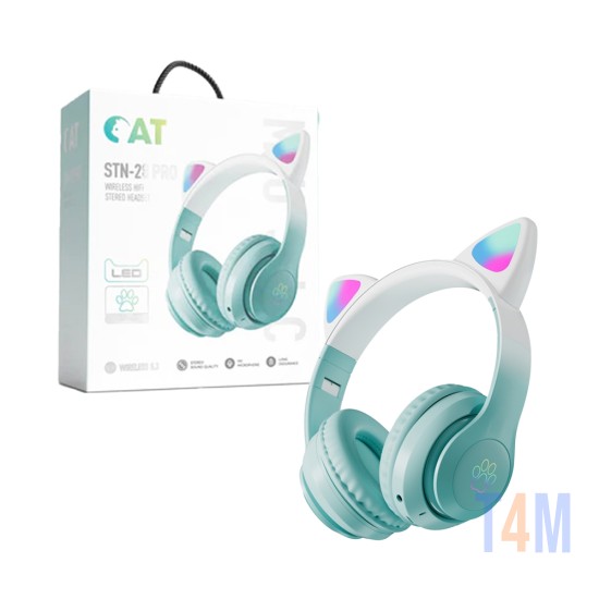 Auscultadores Sem Fio STN-28 Cat Pro Ear Verde