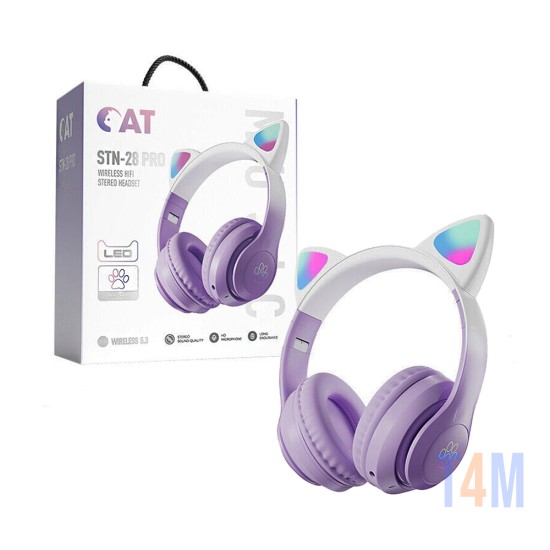 Wireless Headphones STN-28 Pro Cat Ear Purple