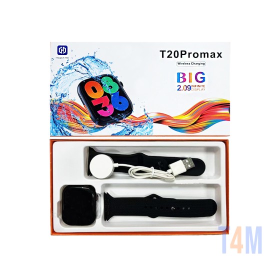 Smartwatch T20 Pro Max com 2 Alças 2,09" (Versão para Chamada) Preto