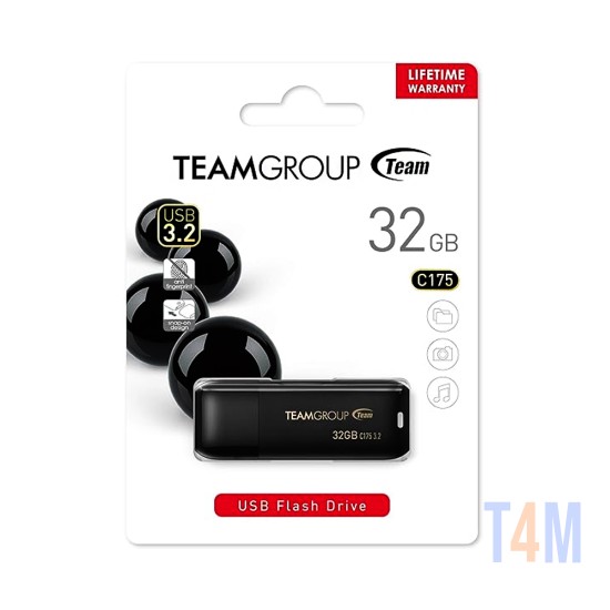Pendrive Team Group C175 32GB USB 3,2 Preto