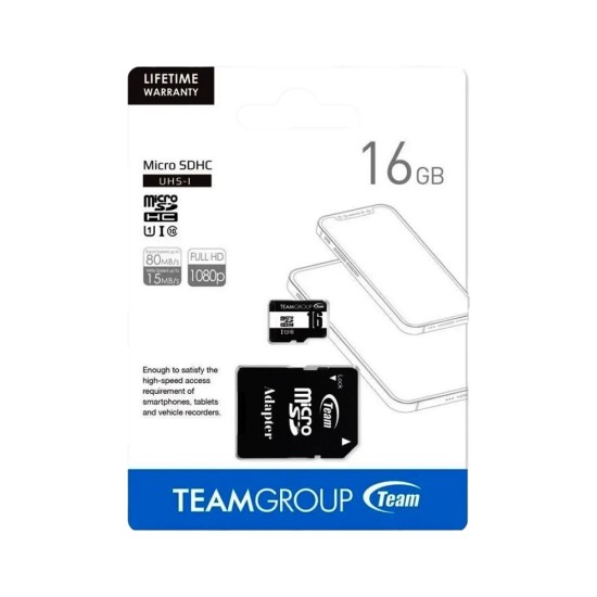 Team Group Memory Card Micro SDHC 16GB USH-I Class 10