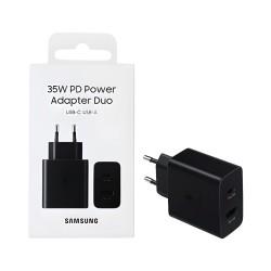 Adaptador Samsung EP-TA220NBEGEU Porta Dupla USB-A+Tipo-C PD 35W Preto Adaptador Samsung EP-TA220NBEGEU Porta Dupla USB-A+Tipo-C PD 35W Preto
