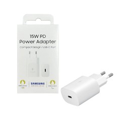 Adaptador Samsung EP-T1510NBE Tipo-C Porta PD 15W Branco Adaptador Samsung EP-T1510NBE Tipo-C Porta PD 15W Branco