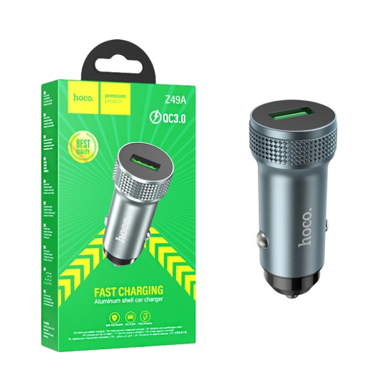 Hoco Car Charger Z49A Level 18W QC3.0 Metal Gray