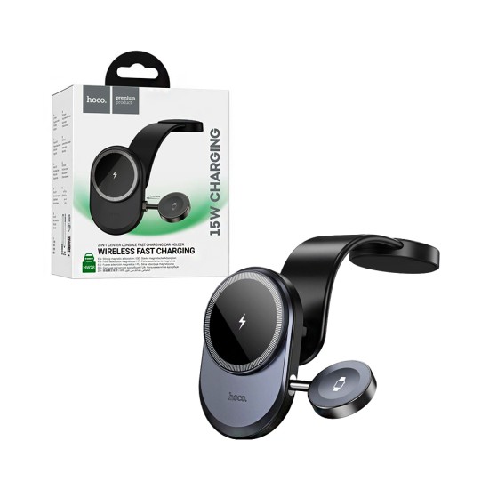 Suporte de Telefone para Carro Magnético Hoco HW28 Excelso com Carregamento sem fio 2 em 1 para Painel 15W Cinza Preto Suporte de Telefone para Carro Magnético Hoco HW28 Excelso com Carregamento sem fio 2 em 1 para Painel 15W Cinza Preto