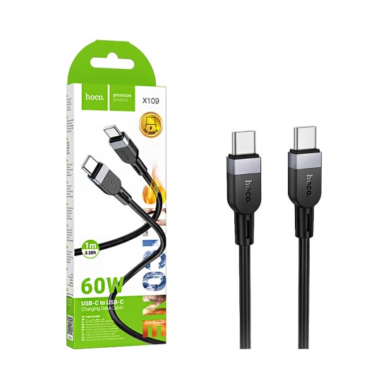 Cabo Hoco X109 Energy Tipo-C para Tipo-C PD 60W 3A 1M Preto