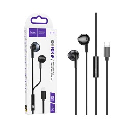 Hoco Wired Earphones M115 Sagacious with Microphone Lightning 1.2m Black Hoco Wired Earphones M115 Sagacious with Microphone Lightning 1.2m Black