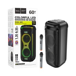 Coluna Sem Fio Portátil Hoco HA13 Pro Ramon com Microfone Duplo Preto