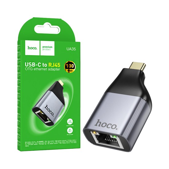 Hoco Adapter UA35 Type-C to RJ45 Metal Grey