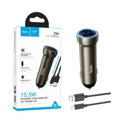 Carregador de Carro Hoco Z54 Prosperous 2 Portas USB 15,5W con cabo Micro 1m Dourado Carregador de Carro Hoco Z54 Prosperous 2 Portas USB 15,5W con cabo Micro 1m Dourado