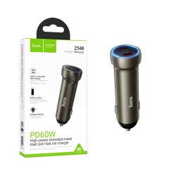Carregador de Carro Hoco Z54B Prosperous 2 Portas Tipo-C PD60W Dourado Carregador de Carro Hoco Z54B Prosperous 2 Portas Tipo-C PD60W Dourado