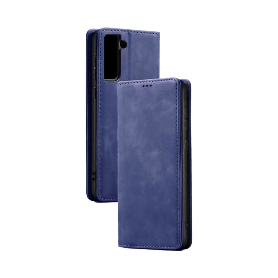 LEATHER FLIP COVER WITH INTERNAL POCKET FOR SAMSUNG GALAXY S21 BLUE