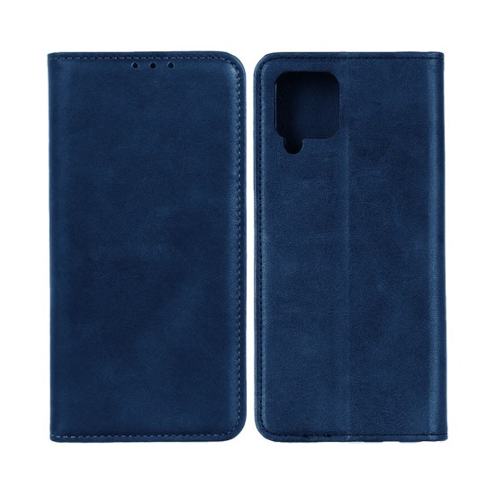 LEATHER FLIP COVER WITH INTERNAL POCKET FOR SAMSUNG GALAXY A12 BLUE