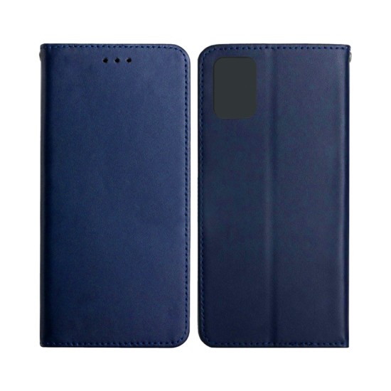 LEATHER FLIP COVER WITH INTERNAL POCKET FOR SAMSUNG GALAXY A71 BLUE