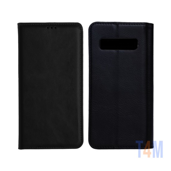 Funda Abatible de Cuero con Bolsillo Interno para Samsung Galaxy S10 Negro