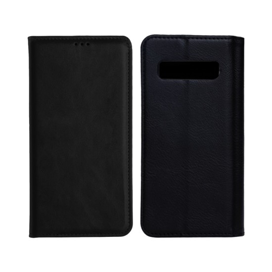 Leather Flip Cover with Internal Pocket for Samsung Galaxy S10 Black