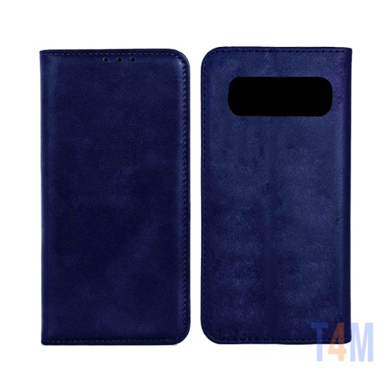 Leather Flip Cover with Internal Pocket For Samsung Galaxy S10 Plus Blue