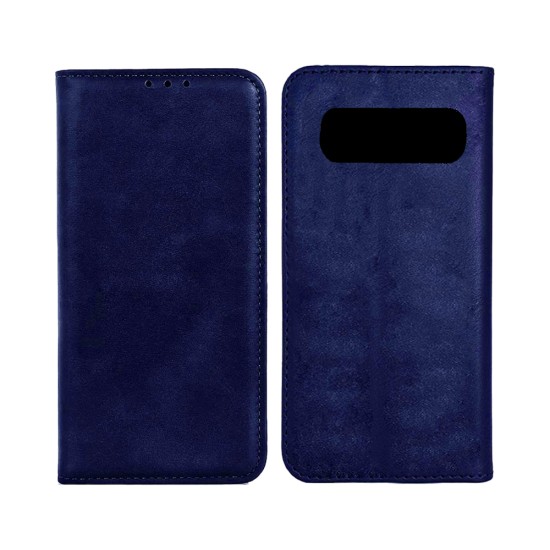 Leather Flip Cover with Internal Pocket For Samsung Galaxy S10 Plus Blue