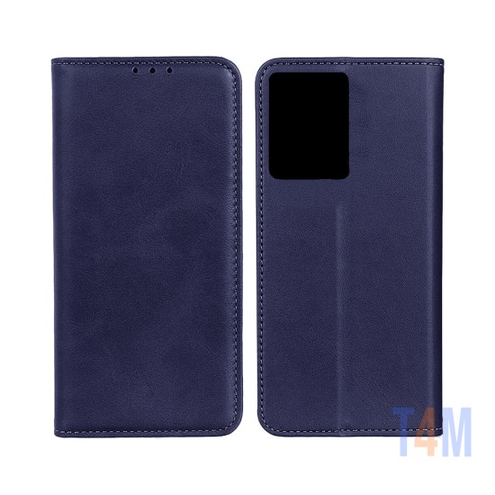 Funda Abatible de Cuero con Bolsillo Interno para Oppo A77 5g Azul