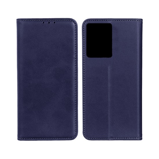 Leather Flip Cover with Internal Pocket for Oppo A77 5g Blue