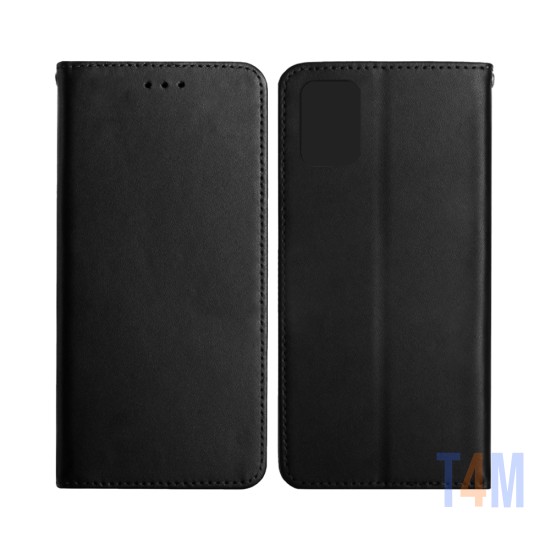 Leather Flip Cover with Internal Pocket For Samsung Galaxy A71 Black