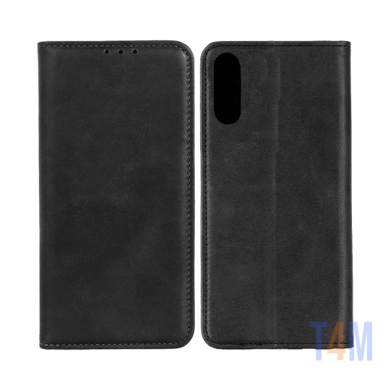 Capa Flip de Couro com Bolso Interno para Samsung Galaxy A70 Preto