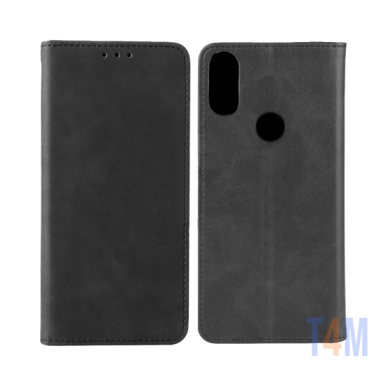 Capa Flip de Couro com Bolso Interno para Huawei P Smart 2019 Preto