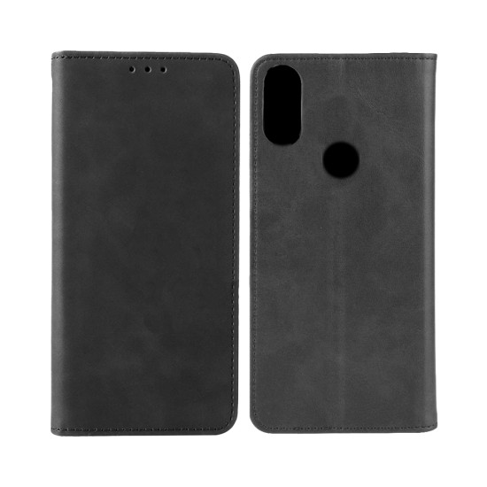 Leather Flip Cover with Internal Pocket For Huawei P Smart 2019 Black