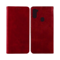 Capa Flip de Couro com Bolso Interno para Samsung Galaxy A11 Vermelho