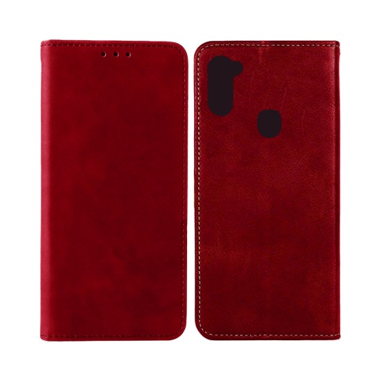 Capa Flip de Couro com Bolso Interno para Samsung Galaxy A11 Vermelho