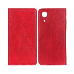 Capa de Couro com Bolso Interno para Samsung Galaxy A03 Core Vermelho