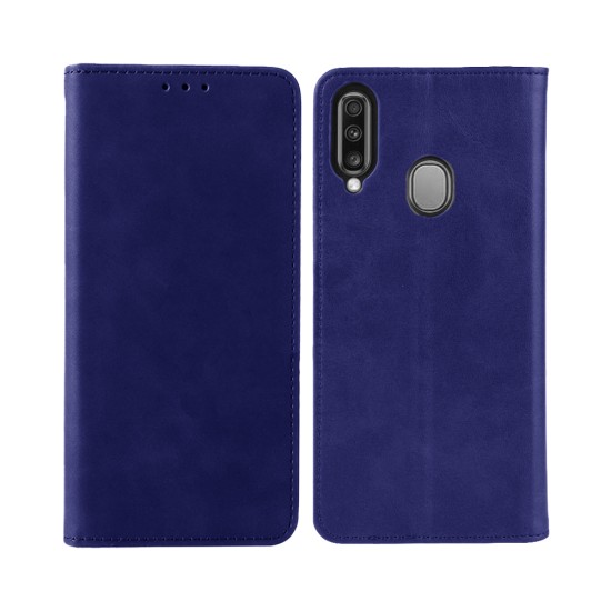 Capa de Couro com Bolso Interno para Samsung Galaxy A20s Azul