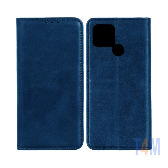 Funda Abatible de Cuero con Bolsillo Interno para Oppo A15 Azul