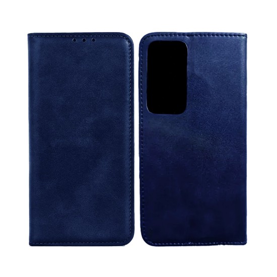 Leather Flip Cover with Internal Pocket For Oppo A16 Blue