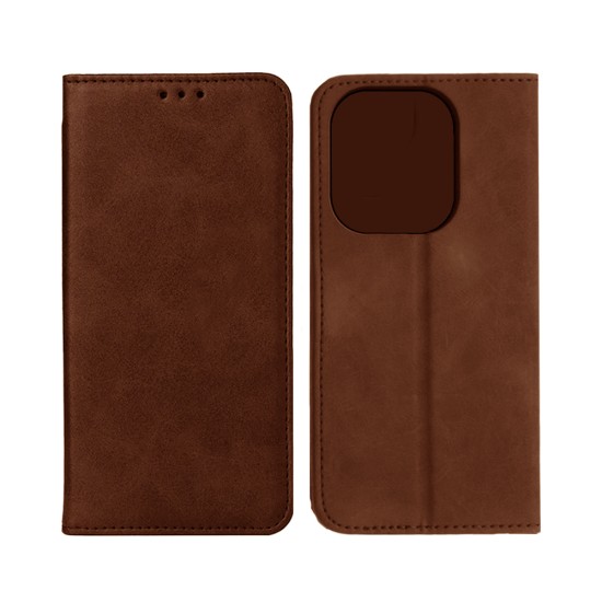 Leather Flip Cover with Internal Pocket for Apple iPhone 13 Pro Max Brown