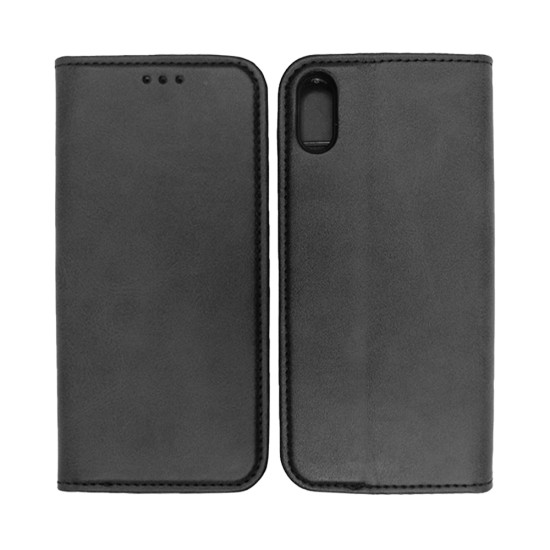 Leather Flip Cover with Internal Pocket for Apple iPhone X Black