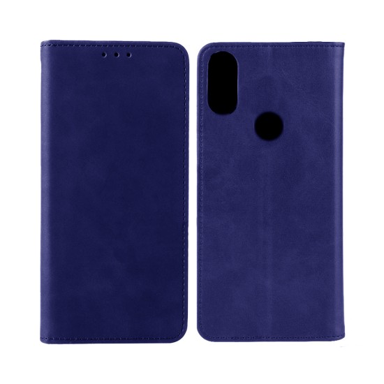 Leather Flip Cover with Internal Pocket For Huawei P Smart 2019 Blue