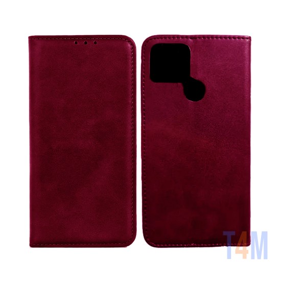 Capa Flip de Couro com Bolso Interno para Xiaomi Redmi A1 Plus/Redmi A2 Plus Vermelho