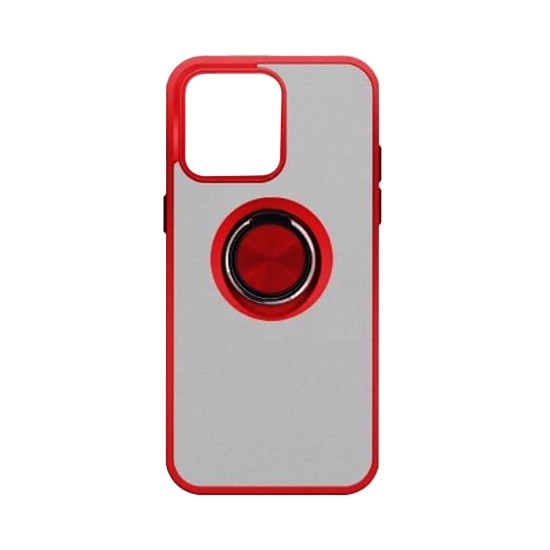 Capa com Anel de Suporte para Apple iPhone 15 Pro Vermelho Fumado