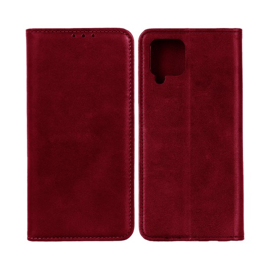 Capa de Couro com Bolso Interno para Samsung Galaxy A12 Vermelho