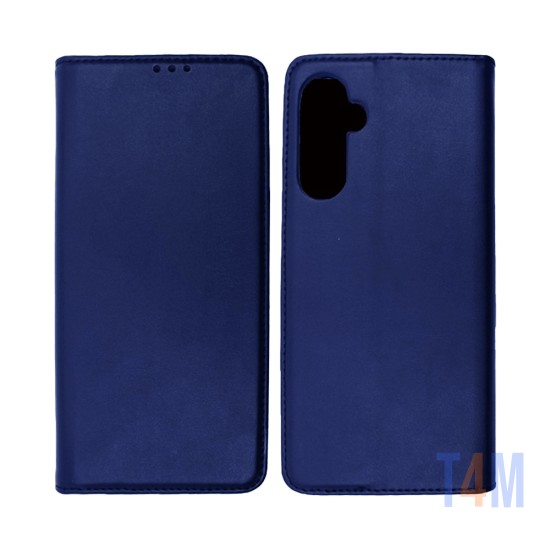 Leather Flip Cover with Internal Pocket for Samsung Galaxy A24 Blue