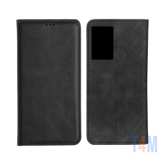 Capa Flip de Couro com Bolso Interno para Oppo A57 4g/A77 4g/A57S 4g Preto